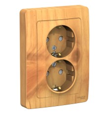 Systeme electric BLNRS001125 BLANCA С/У РОЗЕТКА двойная с заземлением со шторками, 16А, 250В, ЯСЕНЬ