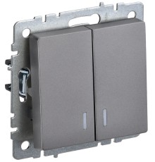 IEK BR-V20-1-10-K46 BRITE Выключ. 2-кл. с инд. 10А ВС10-2-1-БрС сталь