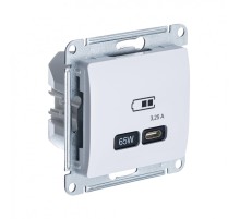 GLOSSA USB РОЗЕТКА тип-С 65W высокоскор.заряд. QC, PD, механизм, БЕЛЫЙ