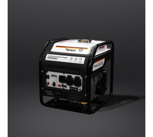 Kranz KR-16-1143 Генератор инверторный KR3500IO, 3,5кВт, 230В, 7л, открытый корпус, ручной старт