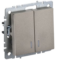 IEK BR-V20-1-10-K37 BRITE Выключ. 2-кл. с инд. 10А ВС10-2-1-БрШ шамп.