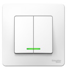 Systeme electric BLNVS006511 BLANCA С/У 2-клавишный ВЫКЛЮЧАТЕЛЬ ( c х .5) с подсветкой, 6А, 250В, БЕЛЫЙ