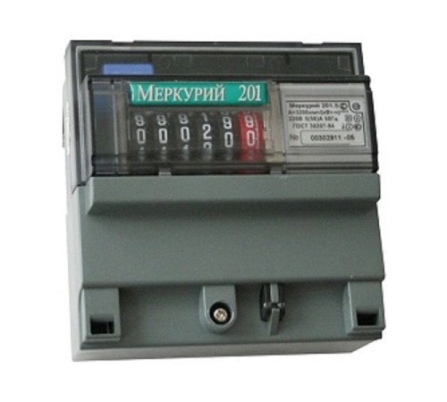 Счетчик электроэнергии Меркурий 201.5 однофазный однотарифный, 5(60), кл.точ. 1.0, D, ЭМОУ, имп. выход