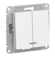 Systeme electric ATN000153 ATLASDESIGN 2-клавишный ВЫКЛЮЧАТЕЛЬ с подсветкой, сх.5а, 10АХ, механизм, БЕЛЫЙ