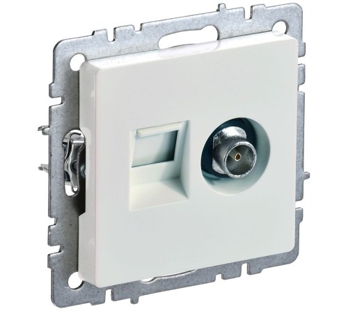 IEK BR-AK20-1-K36 BRITE Роз. двойная TV+RJ45 кат.5E РТВ/РК12-БрЖ жемч.