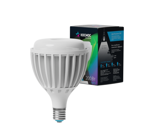 Лампа светодиодная LED 200Вт 220В Е40 D200х270 6500К холодный 19000 лм