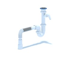 Сифон для мойки АНИ 1 1/2'X40 прямоточный с отводом для стиральной машины с гибкой трубой 40х40/50