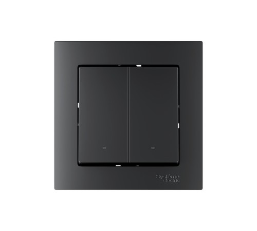 ATLASDESIGN SMART 2-кл. ВЫКЛЮЧАТЕЛЬ с подсв., Zigbee, сх.5, L+N, 10А, мех., КАРБОН