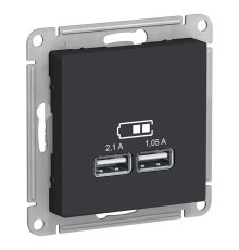 Systeme electric ATN001033 ATLASDESIGN USB РОЗЕТКА, 5В, 1 порт x 2,1 А, 2 порта х 1,05 А, механизм, КАРБОН