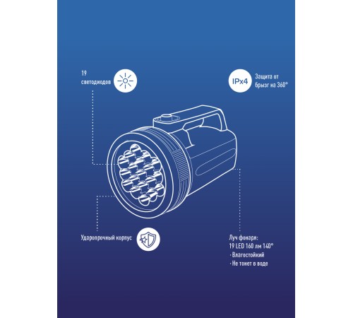 Фонарь ручной Космос синий лам.:светодиод. Dx4 (KOC860LED) Фонарь ручной Космос синий лам.:светодиод. Dx4 (KOC860LED)