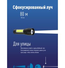 Фонарь ручной Космос KOCAC1011LITH черный 4Вт лам.:светодиод.x1