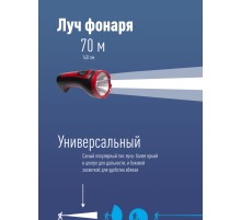 Фонарь ручной Космос KOCACCU101WLED черный/красный 1Вт лам.:светодиод.