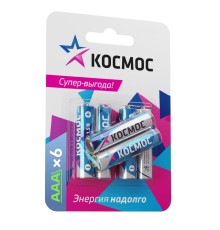 Батарейка  LR03 (АAA) 1.5V Alkaline 6BL, КОСМОС