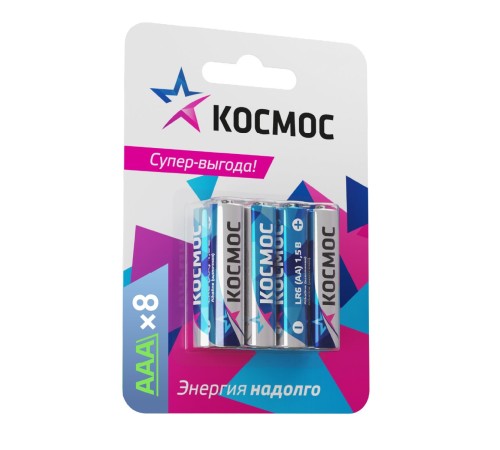 Батарейка  LR03 (АAA) 1.5V Alkaline 8BL, КОСМОС