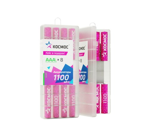 Аккумулятор R03 (ААА) 1100mAh Ni-Mh 8 шт в боксе, КОСМОС Аккумулятор R03 (ААА) 1100mAh Ni-Mh 8 шт в боксе, КОСМОС