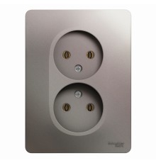 Systeme electric GSL001220 GLOSSA РОЗЕТКА двойная без заземления,16А, 250В, в сборе,ПЛАТИНА