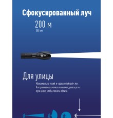 Фонарь ручной 5Вт Q5 LED, авиационный алюминий, питание 1*3.7V 18650 Li-on, 350Lm