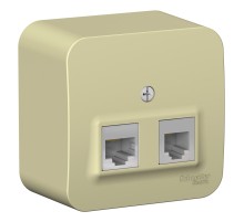Розетка открытой установки BLANCA двойная, компьютерная RJ45, кат.5E + телефонная RJ11, с изолирующей пластиной, белый, бежевый