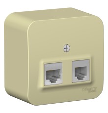Розетка открытой установки BLANCA двойная, компьютерная RJ45, кат.5E + телефонная RJ11, с изолирующей пластиной, белый, бежевый