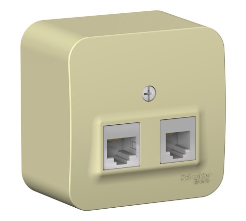 Розетка открытой установки BLANCA двойная, компьютерная RJ45, кат.5E + телефонная RJ11, с изолирующей пластиной, белый, бежевый