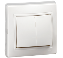 KVARTA Выключатель 2-клавишный ВС10-2-0-КБ-44 10А IP44 белый