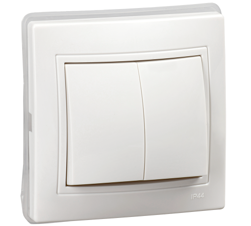 KVARTA Выключатель 2-клавишный ВС10-2-0-КБ-44 10А IP44 белый