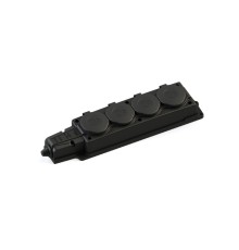 Колодка 4х розетка четырехместная 2К+З каучуковая 16А/250В IP44 Чёрная MultiSet