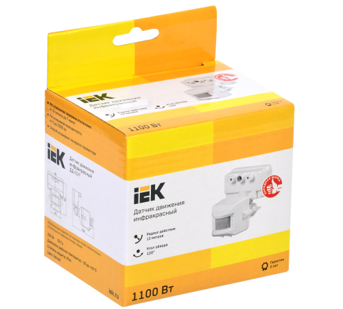Iek LDD13-019-1100-001 Датчик движения ДД 019 белый, макс. нагрузка 1100Вт, угол обзора 120град., дальность 12м, IP44, ИЭК Iek LDD13-019-1100-001 Датчик движения ДД 019 белый, макс. нагрузка 1100Вт, угол обзора 120град., дальность 12м, IP44, ИЭК