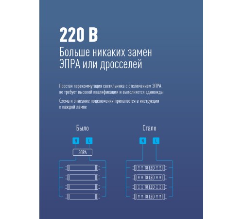 Лампа светодиодная LED 10Вт T8 G13 D25х600 4000К белый 1100 лм