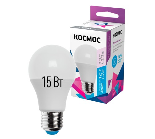 Лампа светодиодная LED 15Вт 220В Е27 D60х108 6500К холодный A60