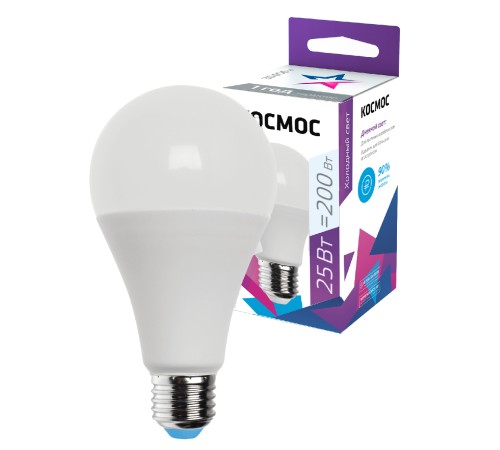Лампа светодиодная LED 25Вт 220В E27 D65х130 6500К холодный A65