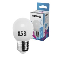 Лампа светодиодная LED 8.5Вт Шар 220В Е27 D45х82 4500К белый 720 лм