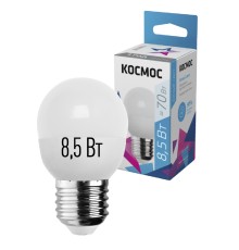 Лампа светодиодная LED 8.5Вт Шар 220В Е27 D45х82 4500К белый 720 лм