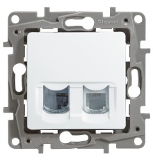 Legrand 672252 Двойная розетка RJ11 + RJ45 - категория 5 - UTP - Etika - белый
