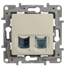 Legrand 672352 Двойная розетка RJ11 + RJ45 - категория 5 - UTP - Etika - слоновая кость