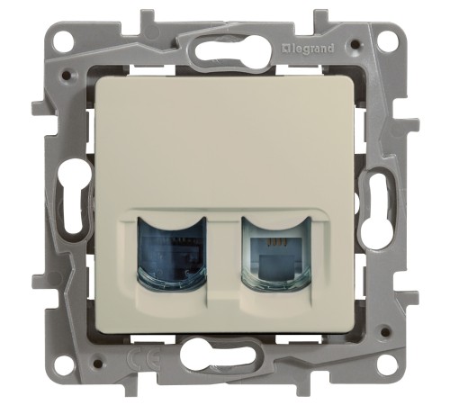 Legrand 672352 Двойная розетка RJ11 + RJ45 - категория 5 - UTP - Etika - слоновая кость Legrand 672352 Двойная розетка RJ11 + RJ45 - категория 5 - UTP - Etika - слоновая кость