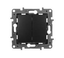 Выключатель двухклавишный, автоматические клеммы, Etika, 10AX, 250В~, антрацит Legrand 672602