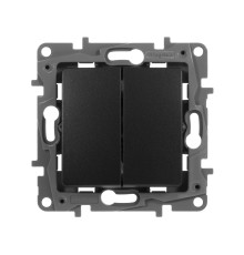 Выключатель двухклавишный, автоматические клеммы, Etika, 10AX, 250В~, антрацит Legrand 672602