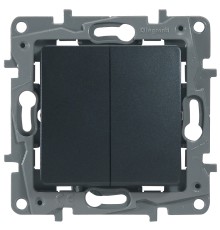 ETIKA Переключатель 2клавишный 10AX, антрацит Legrand 672612