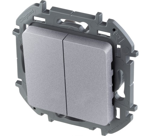 Legrand 673622 Выключатель двухклавишный - INSPIRIA - 10 AX - 250 В~ - алюминий Legrand 673622 Выключатель двухклавишный - INSPIRIA - 10 AX - 250 В~ - алюминий