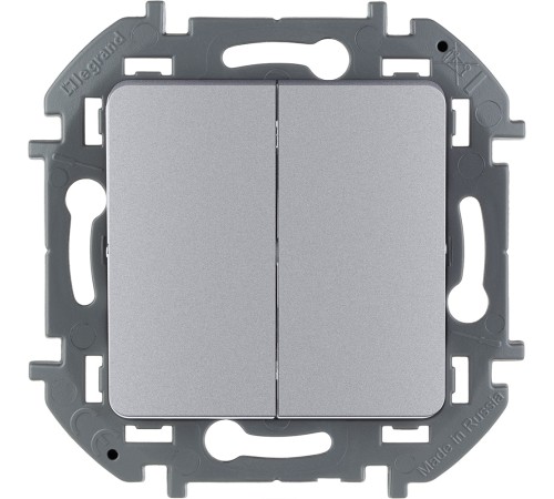 Legrand 673622 Выключатель двухклавишный - INSPIRIA - 10 AX - 250 В~ - алюминий Legrand 673622 Выключатель двухклавишный - INSPIRIA - 10 AX - 250 В~ - алюминий