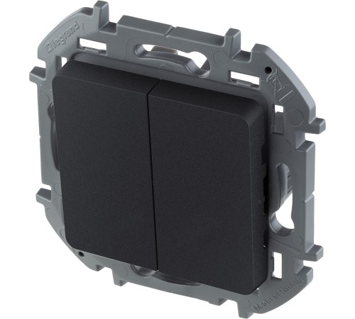 Legrand 673623 Выключатель двухклавишный - INSPIRIA - 10 AX - 250 В~ - антрацит Legrand 673623 Выключатель двухклавишный - INSPIRIA - 10 AX - 250 В~ - антрацит