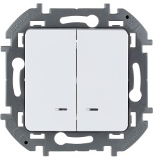 Legrand 673630 Выключатель двухклавишный с подсветкой/индикацией - INSPIRIA - 10 AX - 250 В~ - белый