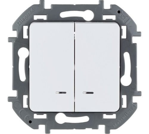Legrand 673630 Выключатель двухклавишный с подсветкой/индикацией - INSPIRIA - 10 AX - 250 В~ - белый Legrand 673630 Выключатель двухклавишный с подсветкой/индикацией - INSPIRIA - 10 AX - 250 В~ - белый