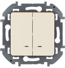 Legrand 673631 Выключатель двухклавишный с подсветкой/индикацией - INSPIRIA - 10 AX - 250 В~ - слоновая кость