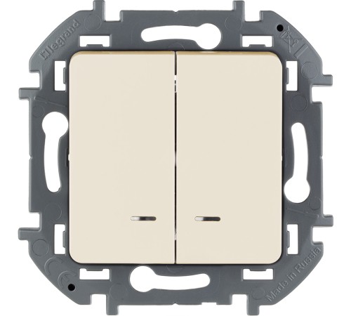 Legrand 673631 Выключатель двухклавишный с подсветкой/индикацией - INSPIRIA - 10 AX - 250 В~ - слоновая кость Legrand 673631 Выключатель двухклавишный с подсветкой/индикацией - INSPIRIA - 10 AX - 250 В~ - слоновая кость