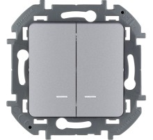 Legrand 673632 Выключатель двухклавишный с подсветкой/индикацией - INSPIRIA - 10 AX - 250 В~ - алюминий