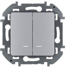 Legrand 673632 Выключатель двухклавишный с подсветкой/индикацией - INSPIRIA - 10 AX - 250 В~ - алюминий