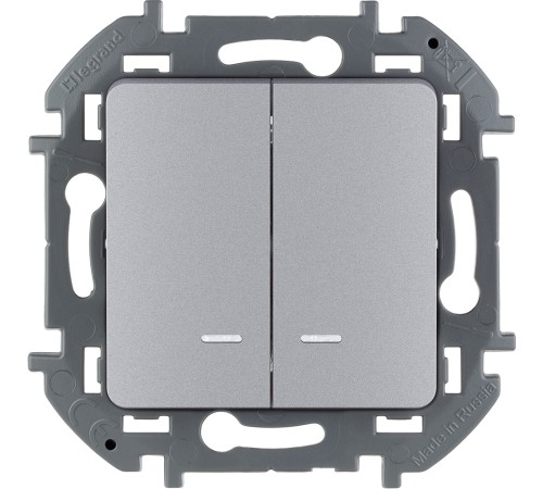 Legrand 673632 Выключатель двухклавишный с подсветкой/индикацией - INSPIRIA - 10 AX - 250 В~ - алюминий Legrand 673632 Выключатель двухклавишный с подсветкой/индикацией - INSPIRIA - 10 AX - 250 В~ - алюминий