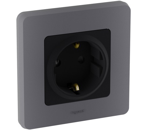 Legrand 673733 Розетка 2К+З со шторками немецкий стандарт 16 А 250 В~ INSPIRIA антрацит Legrand 673733 Розетка 2К+З со шторками немецкий стандарт 16 А 250 В~ INSPIRIA антрацит